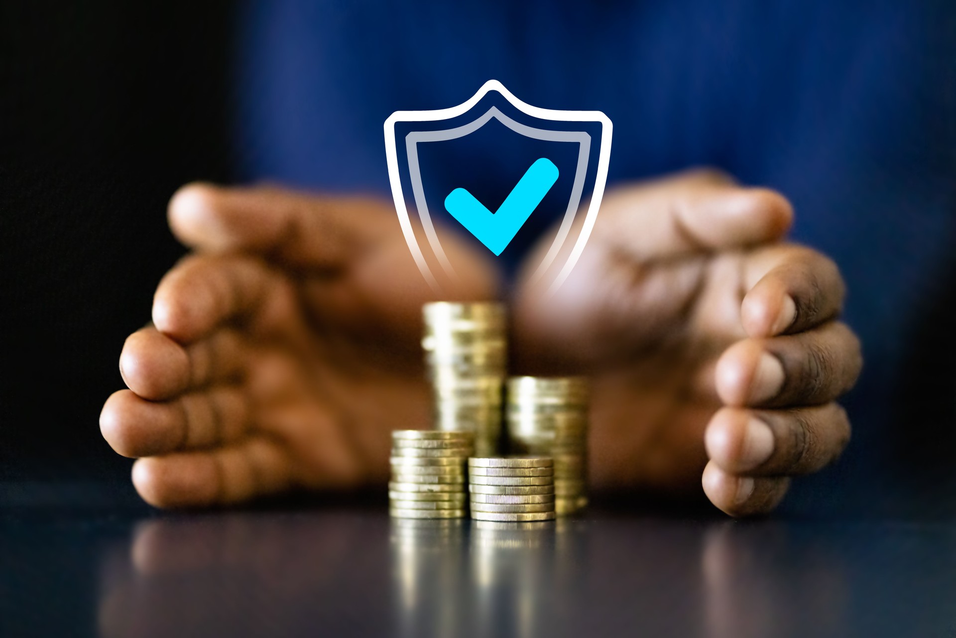 African American businessman counting coins to protect income and invest