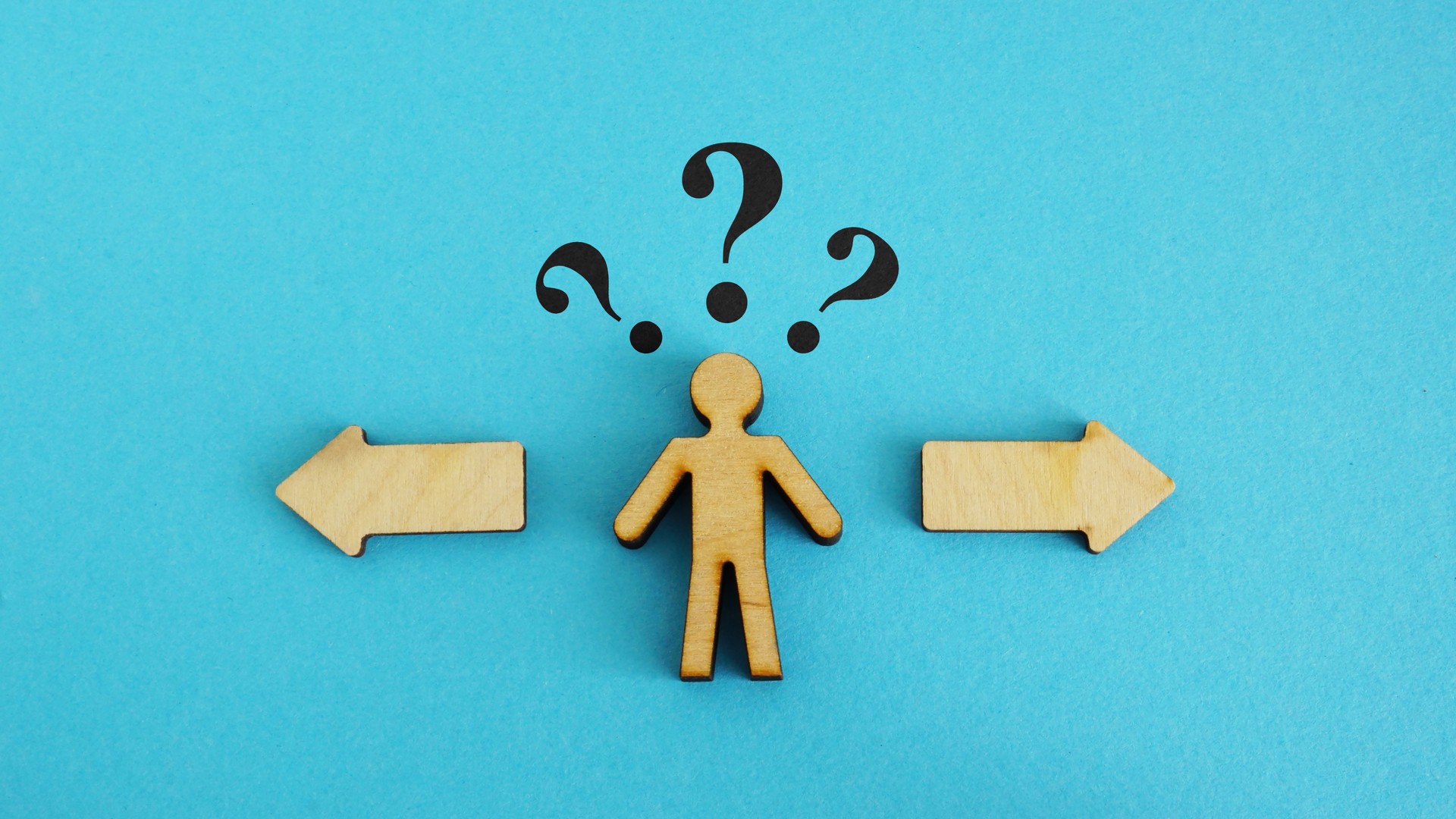 Figure choosing a path between two options. Decision-making and life choices.